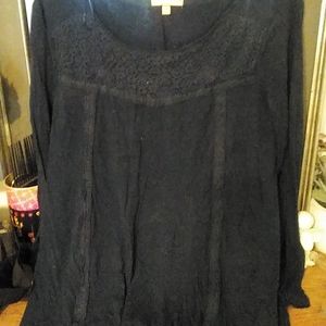 Navy long sleeve peasant top